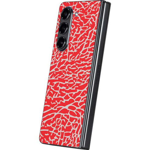 Elephant Print Red Galaxy Z Fold5 5G Skin